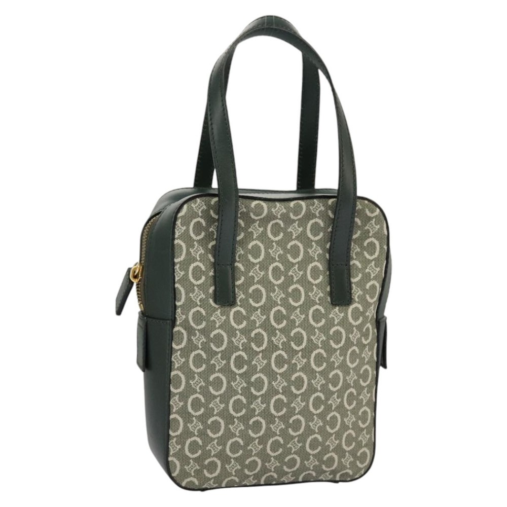 Celine C Macadam Canvas Hand Bag Gray Gold Auth 9… - image 1